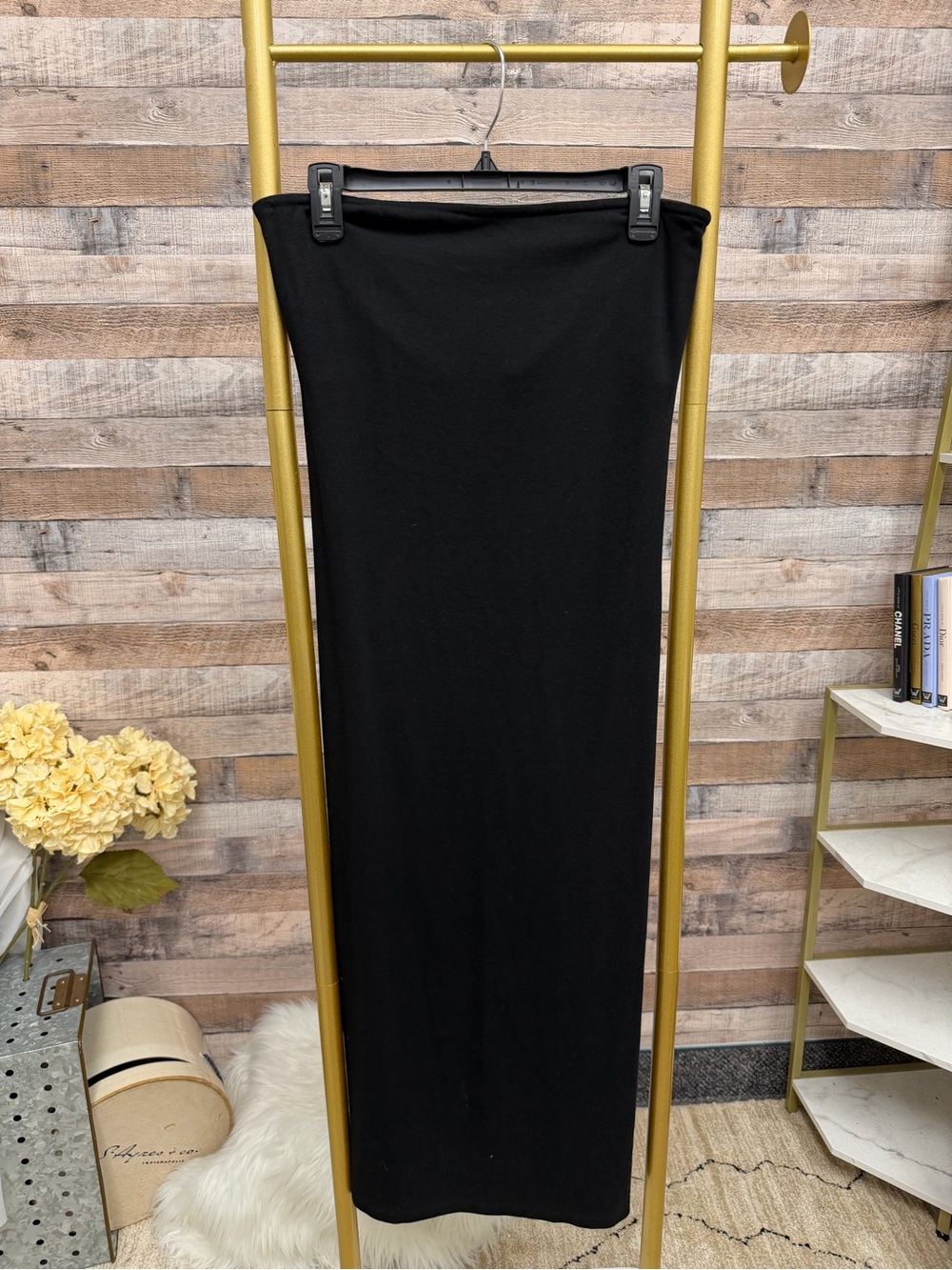 Gap black cotton blend maxi dress medium